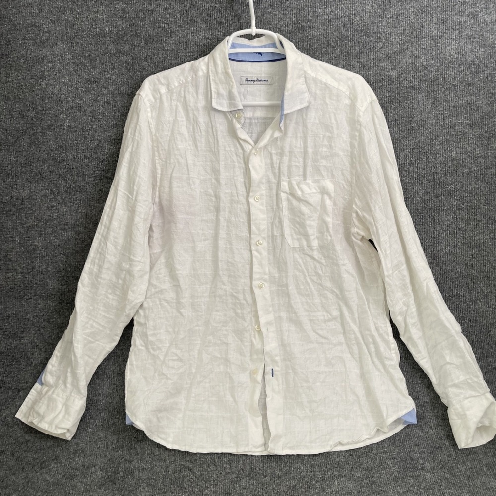 Tommy Bahama Costa Sera Shirt Mens Sz M 100% Linen Long Sleeve Button White